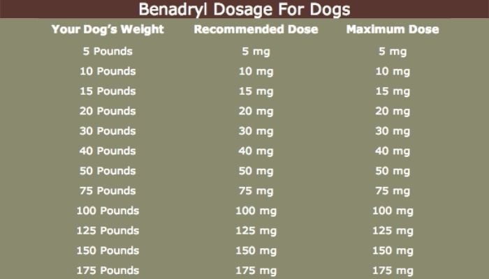 Benadryl dosage chart