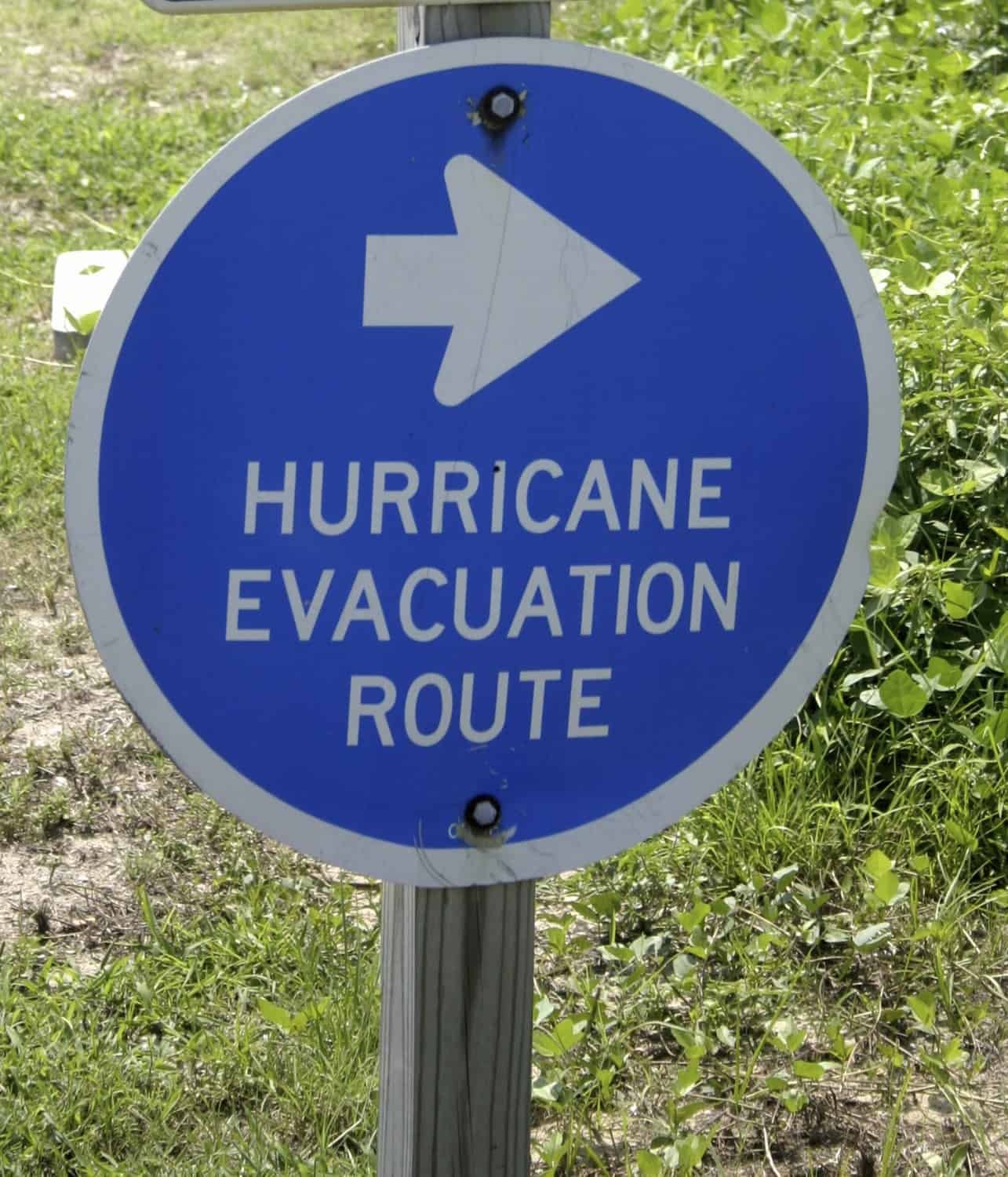 Sign indicating the hurricane evacuation route